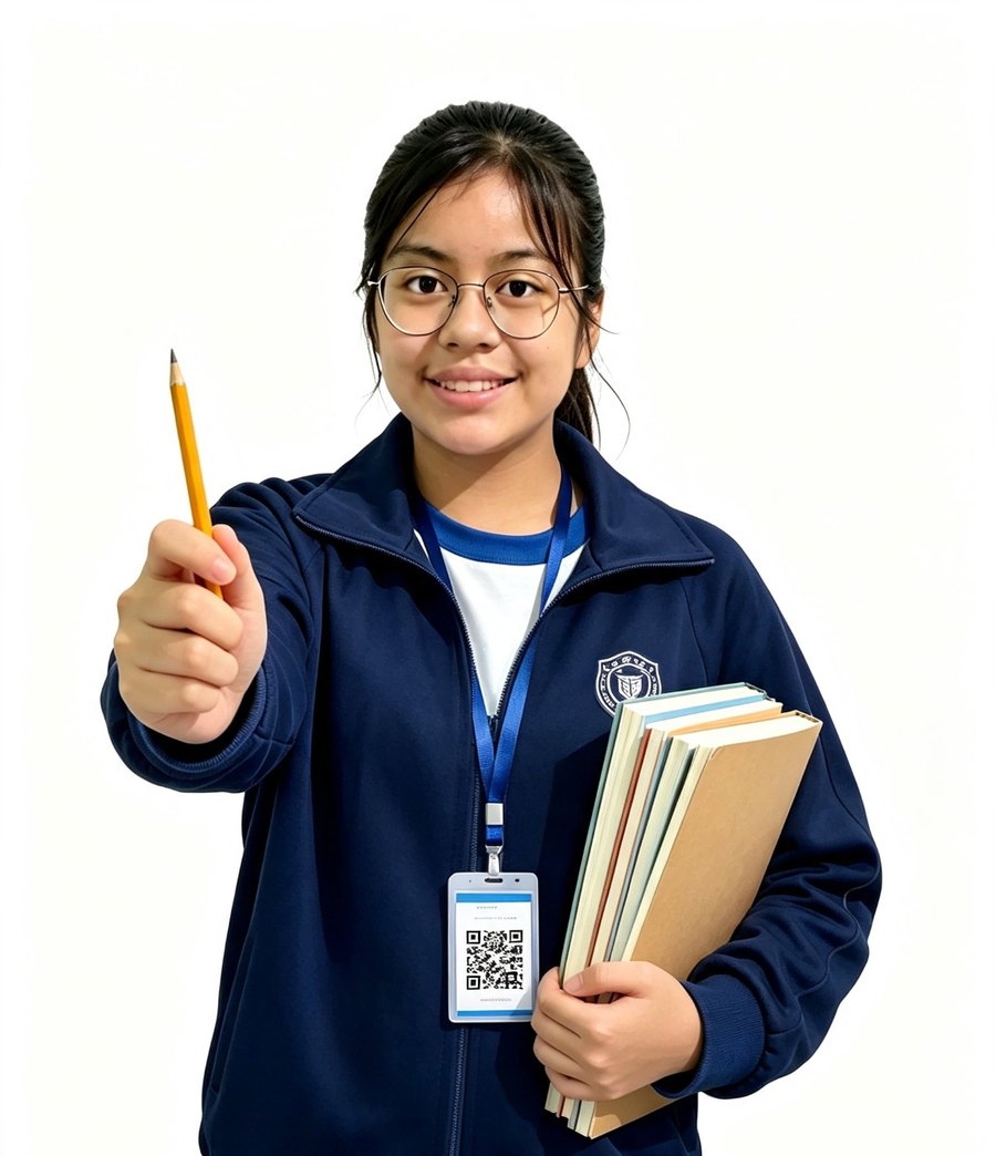 Estudiante con su carnet QR de ASIS PRO